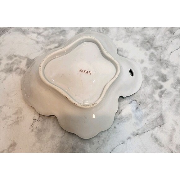 Antique Japanese Japan Hand Painted Pink & Green Scenic Porcelain Bowl 9.75" - Picture 4 of 4